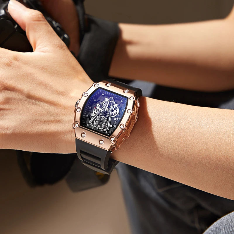 Montre Homme Sport · Grand Cadran Carré · Quartz Étanche & Lumineuse