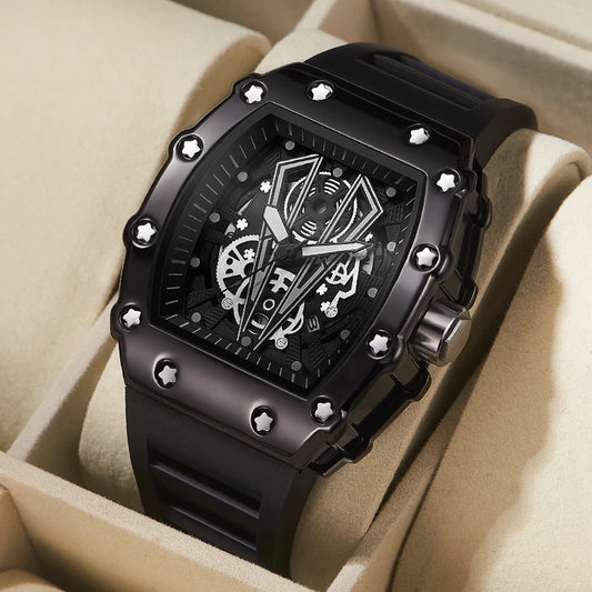 Montre Homme Sport · Grand Cadran Carré · Quartz Étanche & Lumineuse