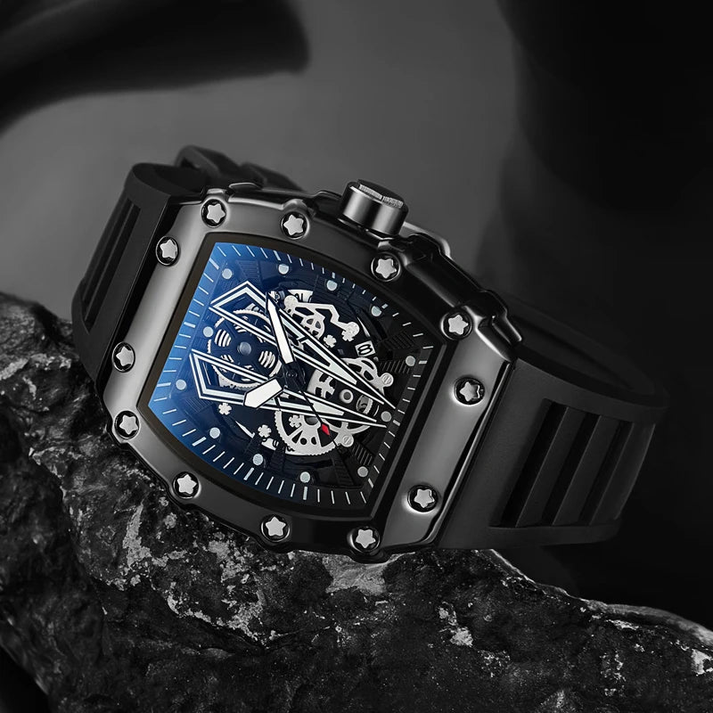Montre Homme Sport · Grand Cadran Carré · Quartz Étanche & Lumineuse