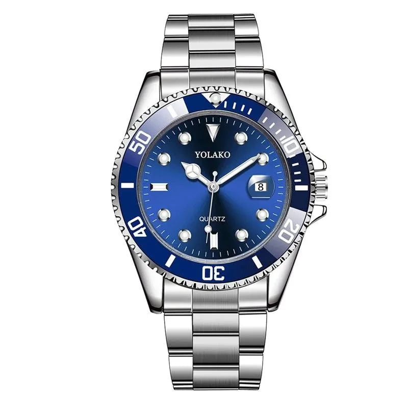 Montre homme tendance – Montre-bracelet à quartz de style business et sportif, cadran vert, affichage du calendrier, design décontracté et élégant, étanche.