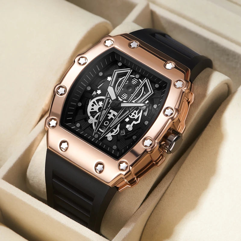 Montre Homme Sport · Grand Cadran Carré · Quartz Étanche & Lumineuse