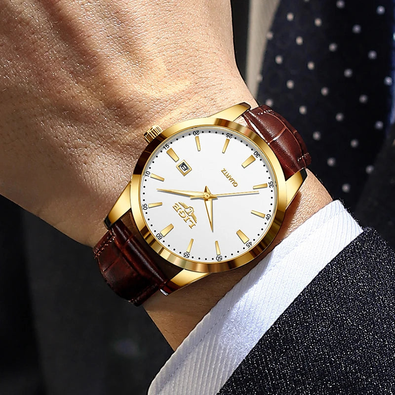 Montre Homme bracelets cuir , une montre d’un design luxueux .